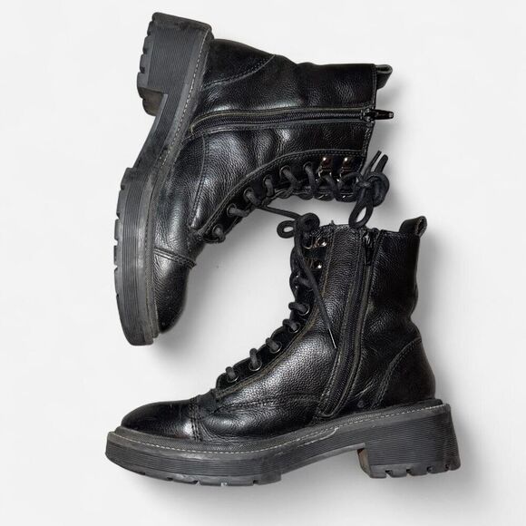 River Island Women's Black Laced and Zipper Combat Boots - Picture 3 of 7